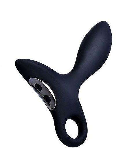 Черный силиконовый анальный вибромассажер Erokey с колечком-ограничителем - Erokay - в Иркутске купить с доставкой