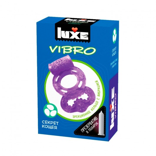 Фиолетовое эрекционное виброкольцо Luxe VIBRO  Секрет Кощея  + презерватив - Luxe - в Иркутске купить с доставкой