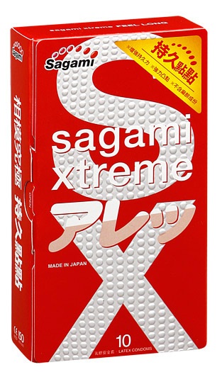 Утолщенные презервативы Sagami Xtreme Feel Long с точками - 10 шт. - Sagami - купить с доставкой в Иркутске