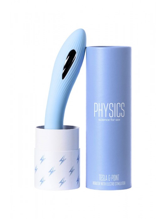 Голубой силиконовый вибратор с электростимуляцией TESLA G-POINT - 21 см. - ToyFa - купить с доставкой в Иркутске