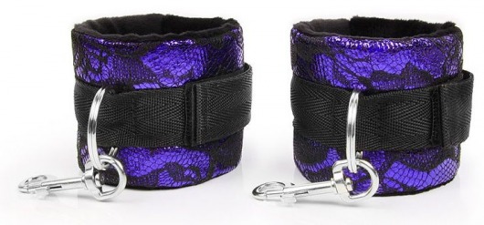 Фиолетово-черные наручники с карабинами - Bior toys - купить с доставкой в Иркутске