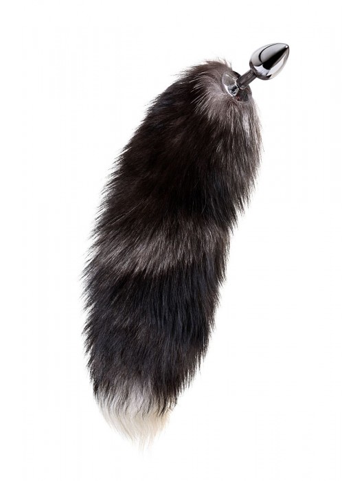 Серебристая металлическая анальная втулка с хвостом чернобурой лисы - размер S - ToyFa - купить с доставкой в Иркутске