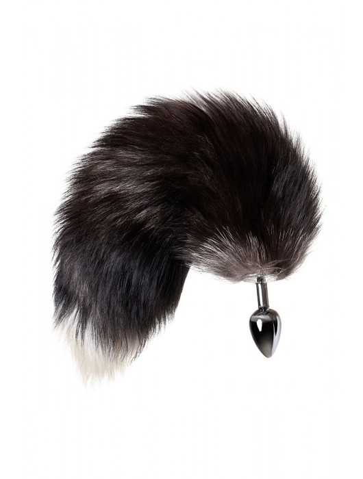 Серебристая металлическая анальная втулка с хвостом чернобурой лисы - размер S - ToyFa - купить с доставкой в Иркутске