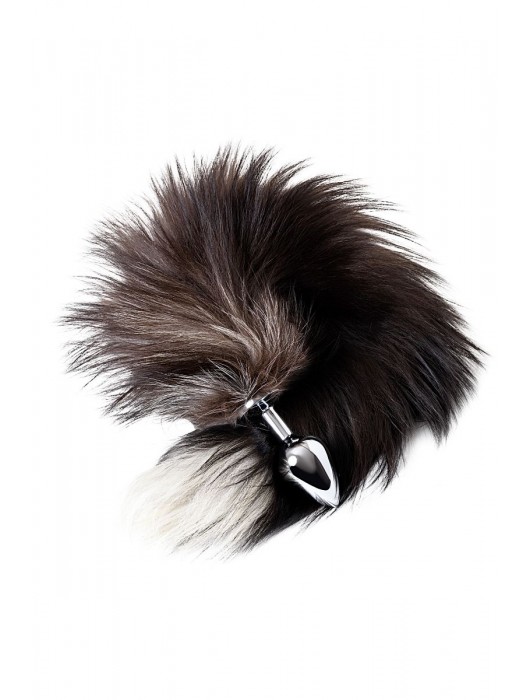 Серебристая металлическая анальная втулка с хвостом чернобурой лисы - размер S - ToyFa - купить с доставкой в Иркутске