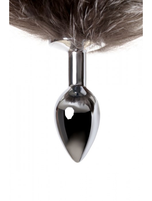 Серебристая металлическая анальная втулка с хвостом чернобурой лисы - размер S - ToyFa - купить с доставкой в Иркутске
