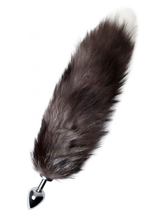 Серебристая металлическая анальная втулка с хвостом чернобурой лисы - размер S - ToyFa - купить с доставкой в Иркутске