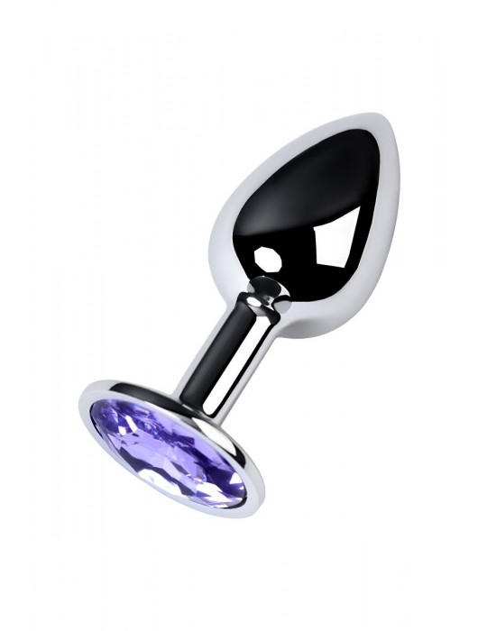 Серебристая конусовидная анальная пробка с фиолетовым кристаллом - 7 см. - ToyFa - купить с доставкой в Иркутске