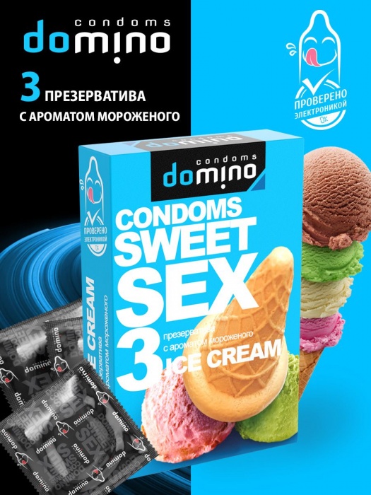 Презервативы для орального секса DOMINO Sweet Sex с ароматом мороженого - 3 шт. - Domino - купить с доставкой в Иркутске