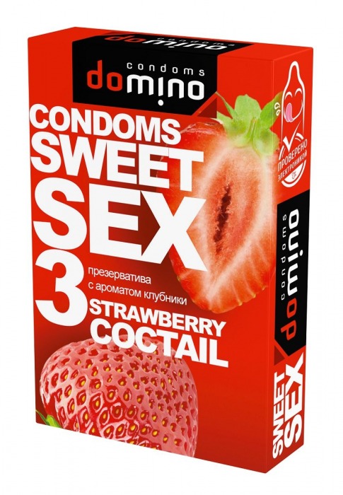 Презервативы для орального секса DOMINO Sweet Sex с ароматом клубничного коктейля  - 3 шт. - Domino - купить с доставкой в Иркутске