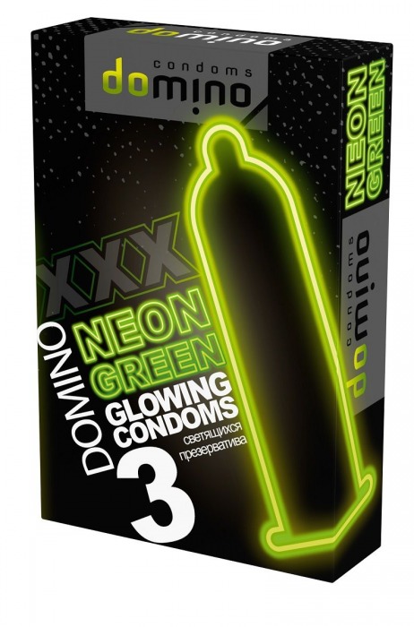 Презервативы DOMINO Neon Green со светящимся в темноте кончиком - 3 шт. - Domino - купить с доставкой в Иркутске