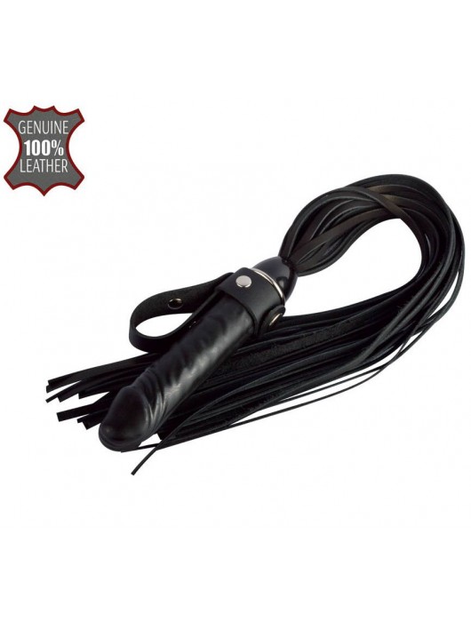 Черная плеть  Ковбой  с ручкой-фаллосом - 55 см. - Sitabella - купить с доставкой в Иркутске