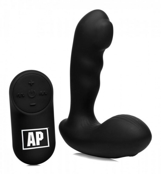 Черный стимулятор простаты Alpha-Pro 7X P-Milker Silicone Prostate Stimulator with Milking Bead - XR Brands - в Иркутске купить с доставкой
