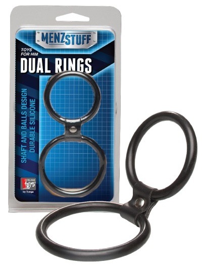 Чёрное двойное эрекционное кольцо Dual Rings Black - Dream Toys - в Иркутске купить с доставкой