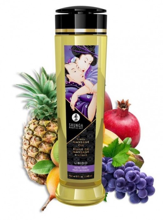 Массажное масло Libido Exotic Fruits с ароматом экзотических фруктов - 240 мл. - Shunga - купить с доставкой в Иркутске