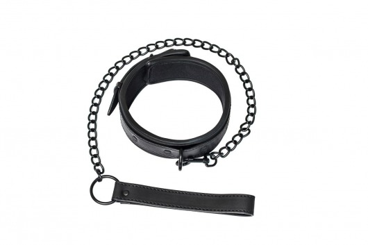 Черный ошейник с поводком Kinky - Lola Games - купить с доставкой в Иркутске