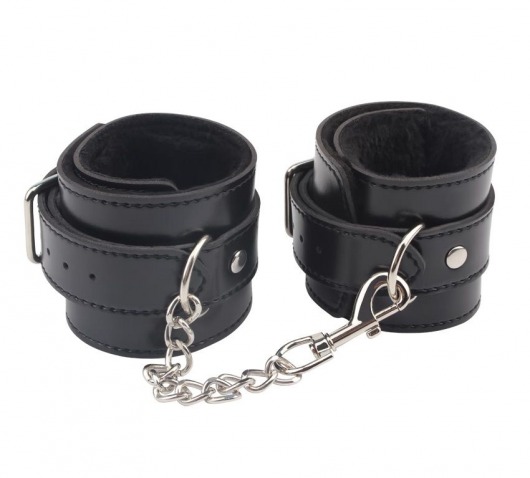 Черные оковы на ноги Obey Me Leather Ankle Cuffs - Chisa - купить с доставкой в Иркутске