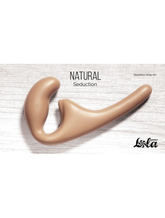 Бежевый безремневой страпон Seduction - 20,5 см. - Lola Games - купить с доставкой в Иркутске