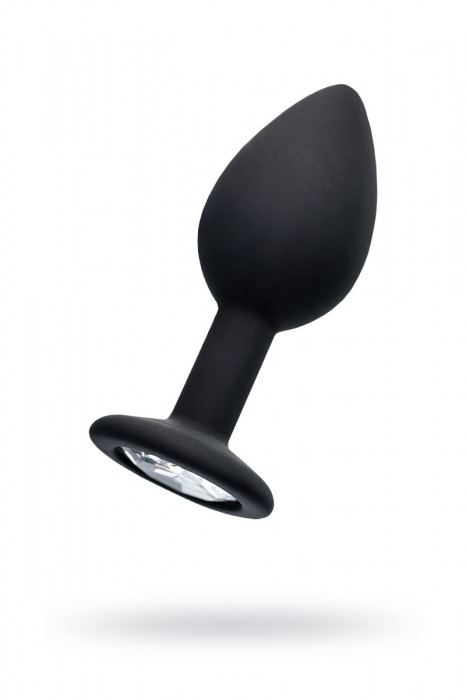 Черная анальная втулка с прозрачным стразом - 7,2 см. - POPO Pleasure - купить с доставкой в Иркутске