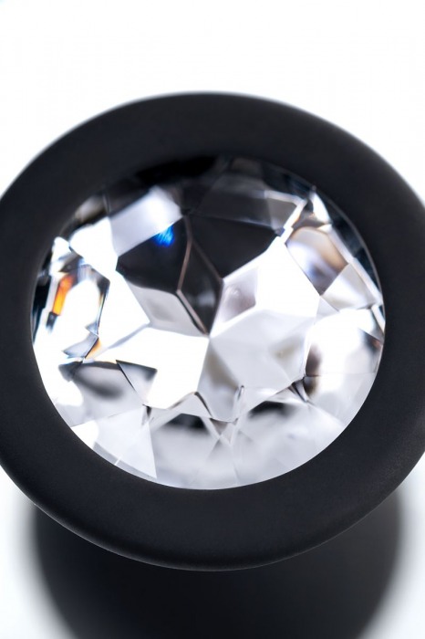 Черная анальная втулка с прозрачным стразом - 7,2 см. - POPO Pleasure - купить с доставкой в Иркутске