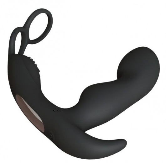 Черный вибромассажер простаты Taurus с эрекционным кольцом - Le Frivole - в Иркутске купить с доставкой