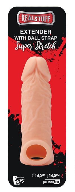 Телесная насадка EXTENDER WITH BALL STRAP 5.5 - 14 см. - Dream Toys - в Иркутске купить с доставкой