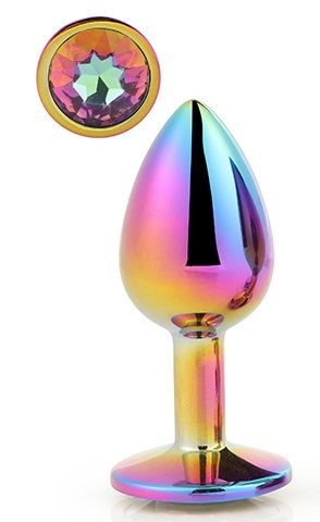 Голографическая анальная втулка с радужным кристаллом - 7,1 см. - Dream Toys - купить с доставкой в Иркутске