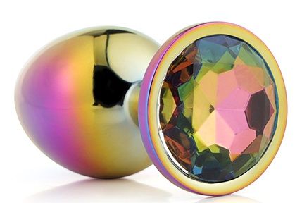 Голографическая анальная втулка с радужным кристаллом - 7,1 см. - Dream Toys - купить с доставкой в Иркутске