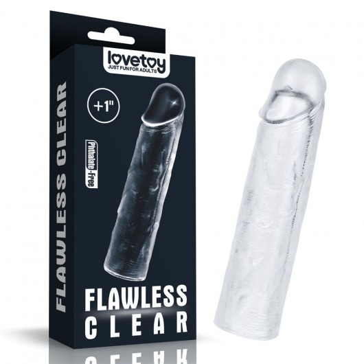 Прозрачная насадка-удлинитель Flawless Clear Penis Sleeve Add 1 - 15,5 см. - Lovetoy - в Иркутске купить с доставкой