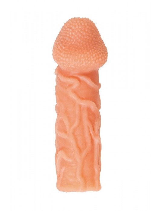 Телесная закрытая насадка с венками Cock Sleeve Size S - 13,8 см. - KOKOS - в Иркутске купить с доставкой