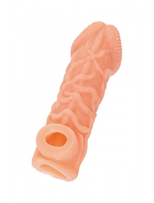 Телесная закрытая насадка с венками Cock Sleeve Size S - 13,8 см. - KOKOS - в Иркутске купить с доставкой