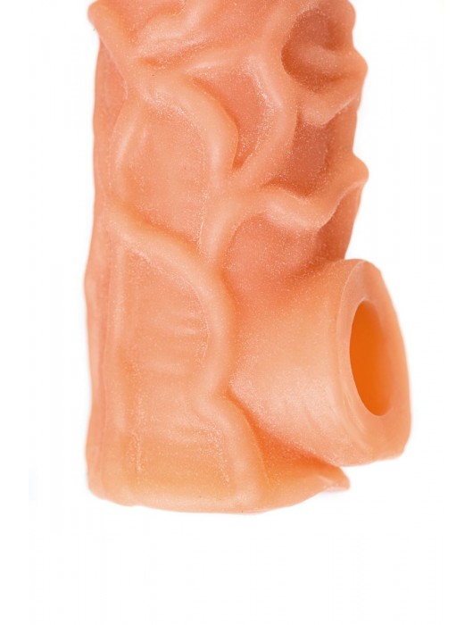 Телесная закрытая насадка с венками Cock Sleeve Size S - 13,8 см. - KOKOS - в Иркутске купить с доставкой