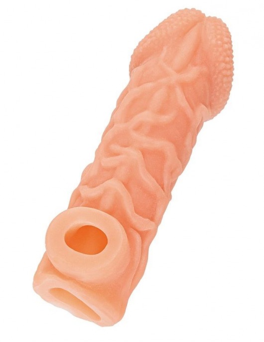 Телесная закрытая насадка с венками Cock Sleeve Size S - 13,8 см. - KOKOS - в Иркутске купить с доставкой