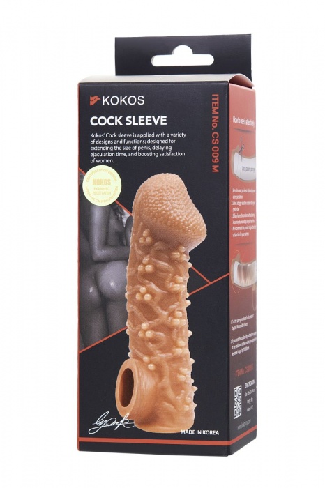 Телесная закрытая насадка с пучками шишечек Cock Sleeve Size M - 15,6 см. - KOKOS - в Иркутске купить с доставкой