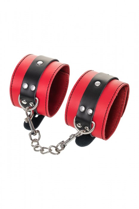 Красно-черные оковы на ноги из кожи - ToyFa - купить с доставкой в Иркутске