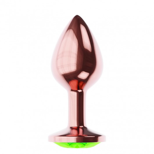 Пробка цвета розового золота с лаймовым кристаллом Diamond Emerald Shine S - 7,2 см. - Lola Games - купить с доставкой в Иркутске