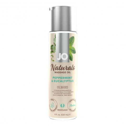 Массажное масло с ароматом перечной мяты и эвкалипта JO Naturals Peppermint   Eucalyptus - 120 мл. - System JO - купить с доставкой в Иркутске