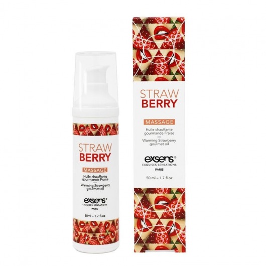 Разогревающее массажное масло  с ароматом клубники Gourmet Strawberry - 50 мл. - Exsens - купить с доставкой в Иркутске