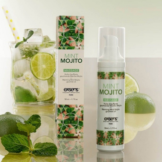 Разогревающее массажное масло с ароматом мохито Gourmet Mint Mojito - 50 мл. - Exsens - купить с доставкой в Иркутске
