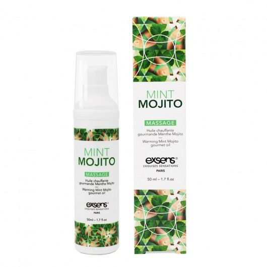 Разогревающее массажное масло с ароматом мохито Gourmet Mint Mojito - 50 мл. - Exsens - купить с доставкой в Иркутске