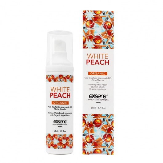Разогревающее массажное масло Gourmet White Peach Organic с органическими ингредиентами - 50 мл. - Exsens - купить с доставкой в Иркутске