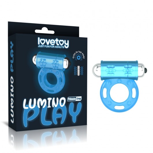 Голубое, светящееся в темноте эрекционное виброкольцо Lumino Play Vibrating Penis Ring - Lovetoy - в Иркутске купить с доставкой