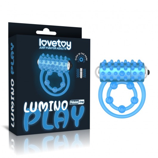 Голубое, светящееся в темноте виброкольцо Lumino Play Vibrating Penis Ring - Lovetoy - в Иркутске купить с доставкой