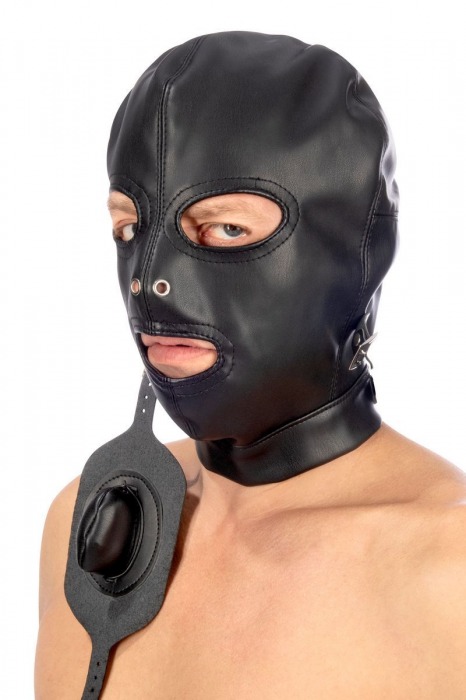 Маска-шлем с прорезями для глаз и регулируемым кляпом - Fetish Tentation - купить с доставкой в Иркутске