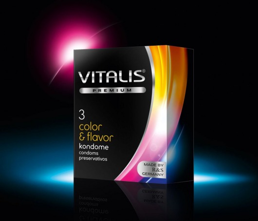 Цветные ароматизированные презервативы VITALIS PREMIUM color   flavor - 3 шт. - Vitalis - купить с доставкой в Иркутске