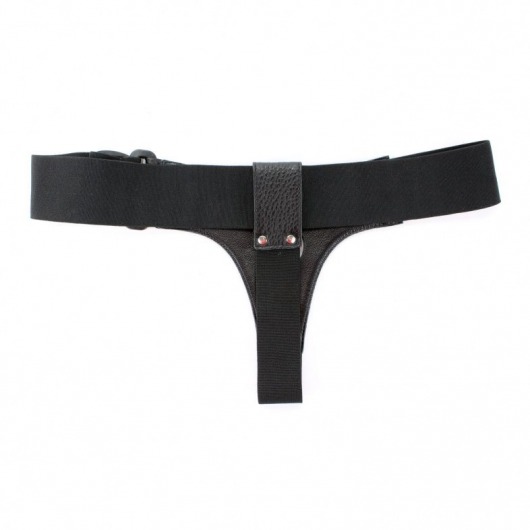 Чёрные трусики для страпона из натуральной кожи - БДСМ Арсенал - купить с доставкой в Иркутске