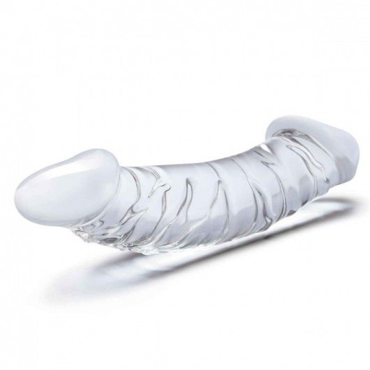 Прозрачный двухголовый стимулятор с рельефом 10,5  Girthy Realistic Glass Double Dong - 26,7 см. - Glas