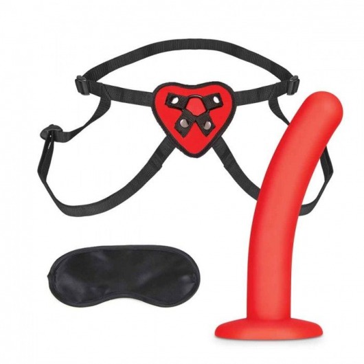 Красный поясной фаллоимитатор Red Heart Strap on Harness   5in Dildo Set - 12,25 см. - Lux Fetish - купить с доставкой в Иркутске