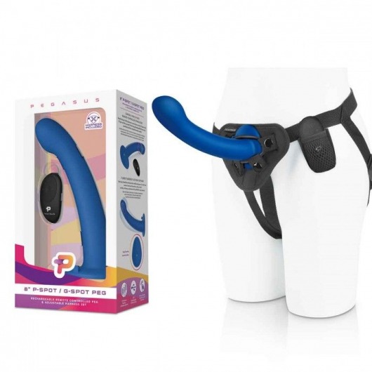 Синяя насадка Remote Control P-Spot G-Spot с черными трусиками - 20 см. - Pegasus - купить с доставкой в Иркутске
