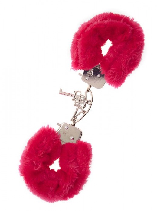 Металлические наручники с красной меховой опушкой METAL HANDCUFF WITH PLUSH RED - Dream Toys - купить с доставкой в Иркутске