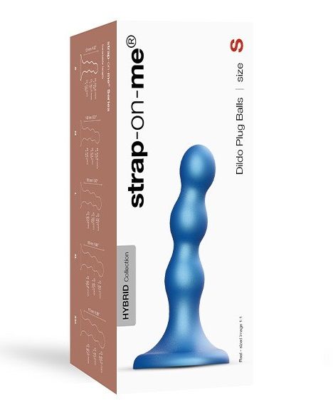 Голубая насадка Strap-On-Me Dildo Plug Balls size S - Strap-on-me - купить с доставкой в Иркутске